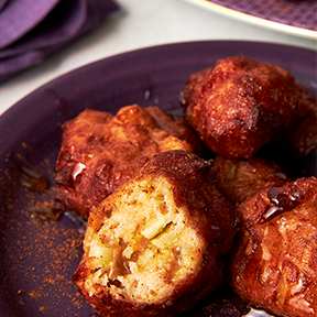 Cinnamon Apple Beignets with Caramel Sauce