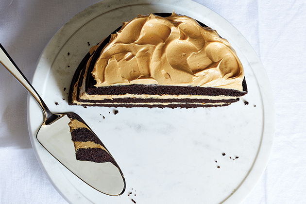 Mocha Layer Cake with Peanut Butter Frosting