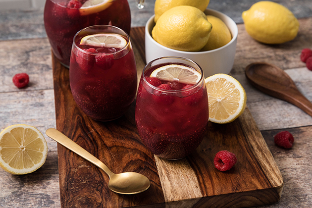Raspberry-Hibiscus Chia Fresca