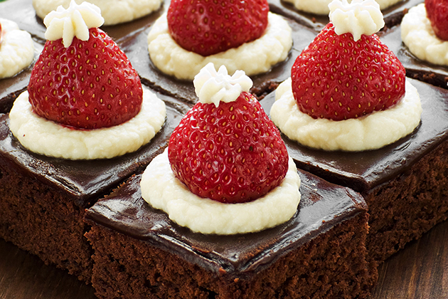 Santa Hat Brownie Bites