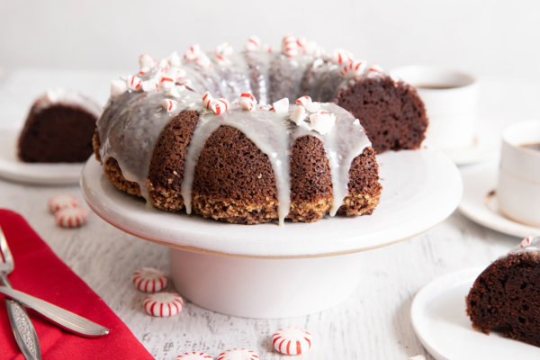 Chocolate Bundt Cake with Peppermint Glaze