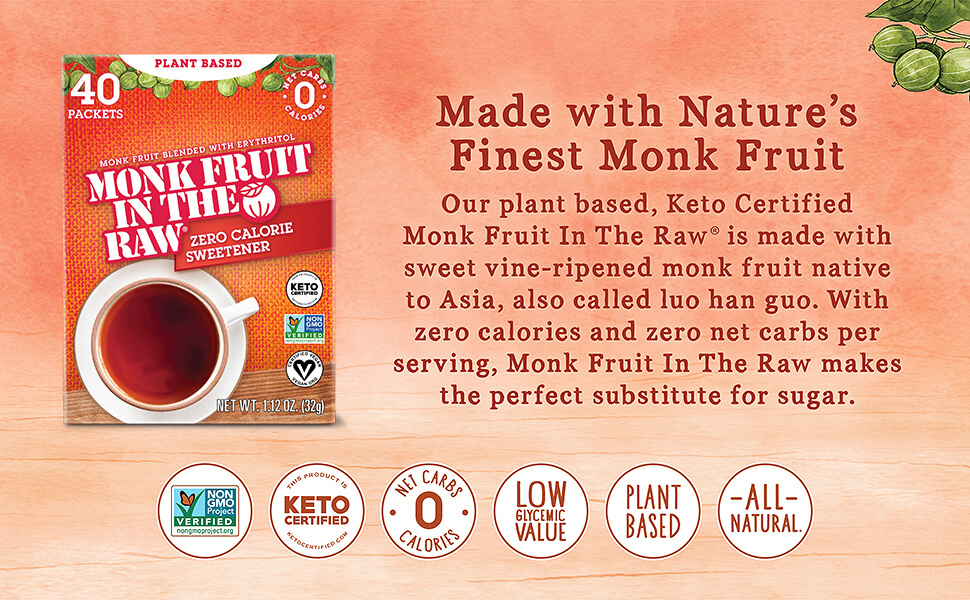 Monk fruit in the raw keto packets in the raw sweeteners