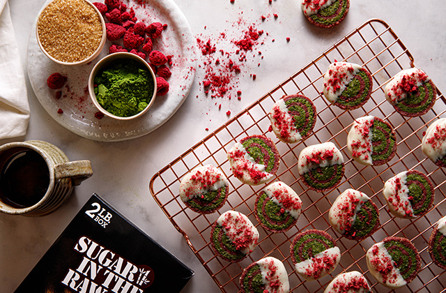 Matcha and Raspberry Pinwheels