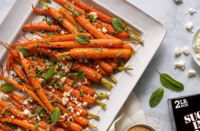 Glazed Baby Carrots with Mint & Feta