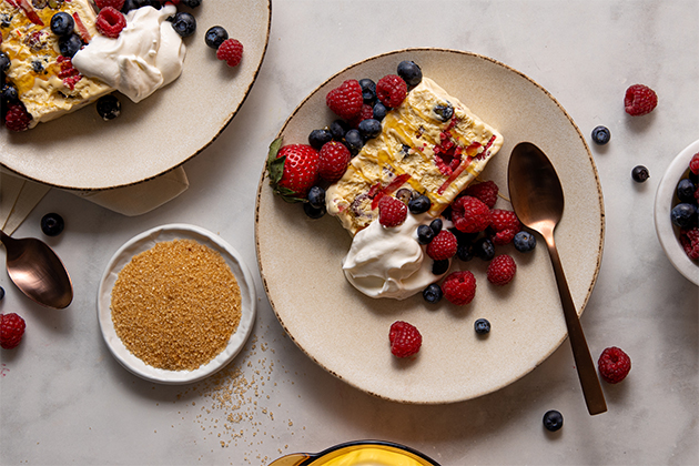 Vanilla Bean Semifreddo with Mixed Berries