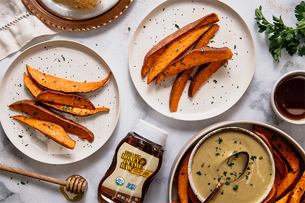 Sweet Potato Wedges With Creamy Honey Mustard Dipping Sauce