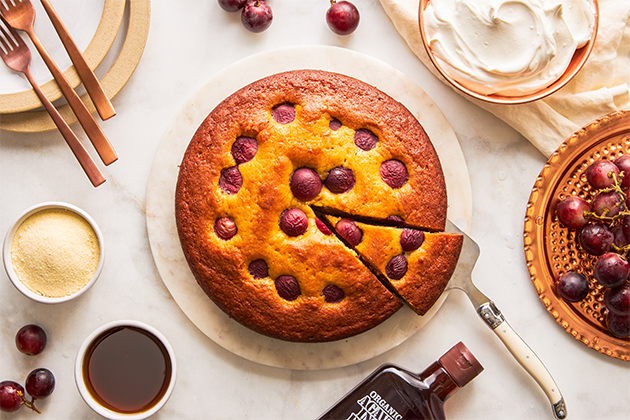 Semolina Olive Oil Cake With Grapes