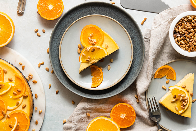 Ricotta Cheesecake With Pine Nuts and Candied Orange