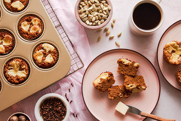 Chai Spiced Pumpkin Swirl Muffins