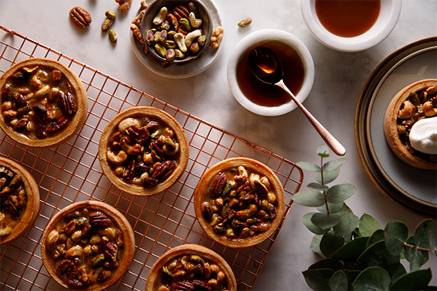 Salted Caramel Nut Tartlets With Single-Malt Cream