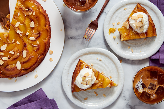One-Bowl Peach and Almond Upside-Down Cake